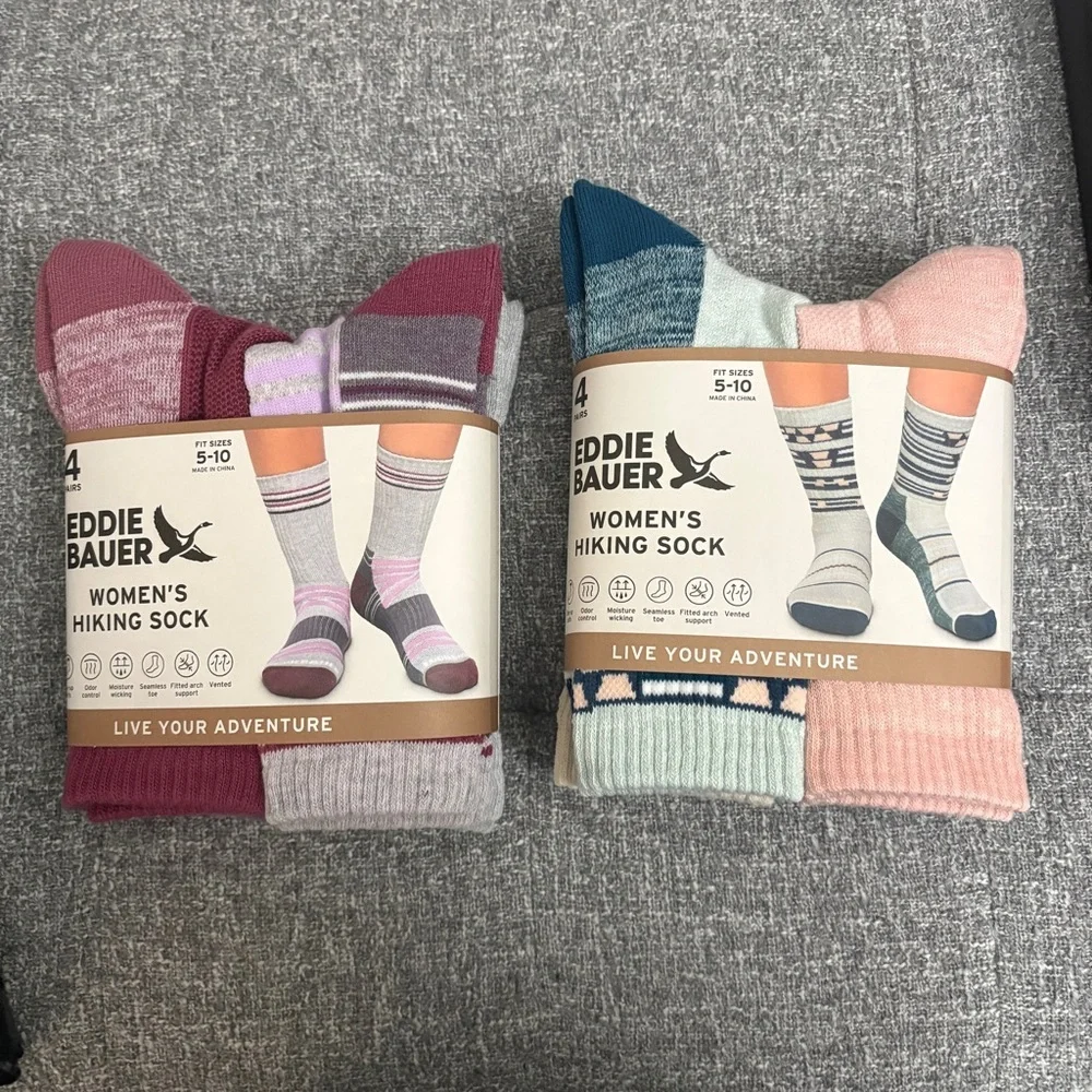 Eddie Bauer Women's Hiking Socks - Pink, Blue, Gray Set